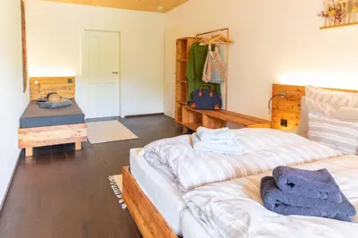 Ein Bett oder Betten in einem Zimmer der Unterkunft Haus am Salz mit Sauna