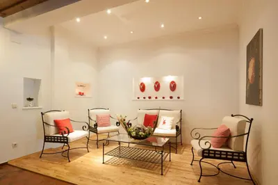 Ein Sitzbereich in der Unterkunft Hotel Moawirt