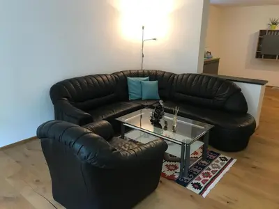 Ein Sitzbereich in der Unterkunft Apartments Traun-haft