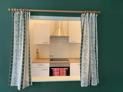 Küche/Küchenzeile in der Unterkunft Ferienappartment zum grünen Hirsch