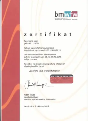 Ein Zertifikat, Auszeichnung, Logo oder anderes Dokument, das in der Unterkunft Haus Hinterfürbach ausgestellt ist