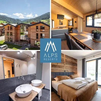 Ein allgemeiner Bergblick oder ein Berglick von des Aparthotels aus