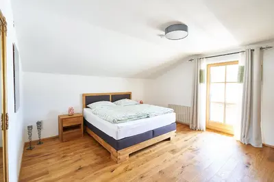 Ein Bett oder Betten in einem Zimmer der Unterkunft Bergblick Acht Mondsee