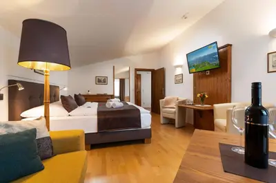Ein Bett oder Betten in einem Zimmer der Unterkunft Landhaus St. Georg
