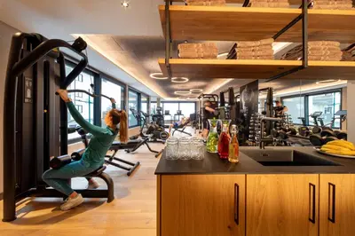 Das Fitnesscenter und/oder die Fitnesseinrichtungen in der Unterkunft Aktivhotel Alpendorf