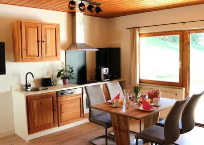 Küche/Küchenzeile in der Unterkunft Villa Bischofsberg - Lärchen-Wellness Apartment