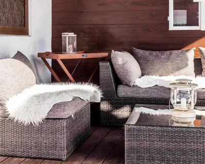 Ein Sitzbereich in der Unterkunft Bungalow Nr. 33 - Die Ferienwohnung