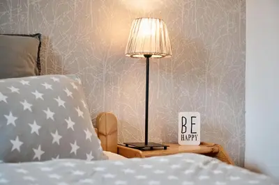 Ein Bett oder Betten in einem Zimmer der Unterkunft Bungalow Nr. 33 - Die Ferienwohnung