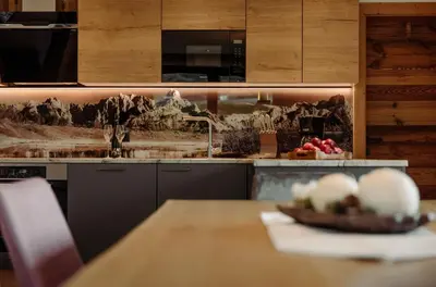 Küche/Küchenzeile in der Unterkunft Alpin Apartement G'ret