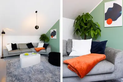 Ein Sitzbereich in der Unterkunft HIMMELBLAU - Design Apartment am Mondsee