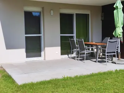 Ein Patio oder anderer Außenbereich in der Unterkunft Sonnendorf Öblarn