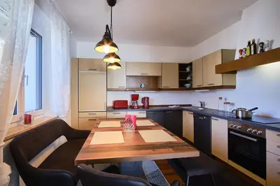Küche/Küchenzeile in der Unterkunft Appartements Das Charlie