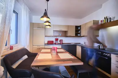 Küche/Küchenzeile in der Unterkunft Appartements Das Charlie