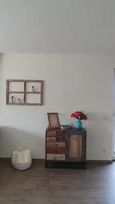 Ein Sitzbereich in der Unterkunft Ferienwohnung am Mondsee