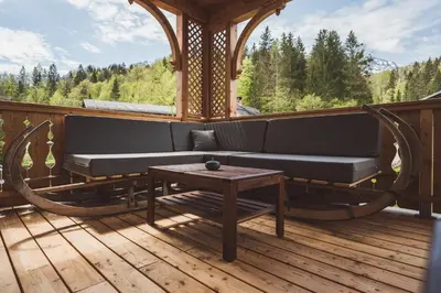 Ein Balkon oder eine Terrasse in der Unterkunft Ferienwohnungen Villa Salzweg