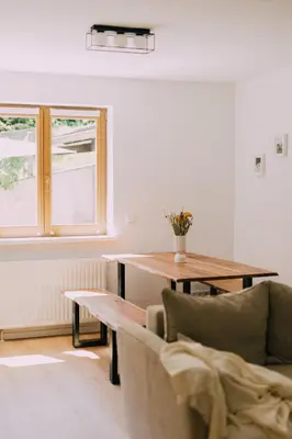 Ein Sitzbereich in der Unterkunft Bacherlhaus