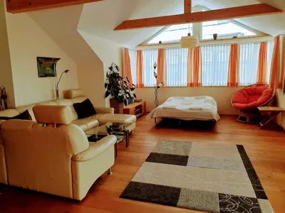 Ein Sitzbereich in der Unterkunft Haus Bergblick