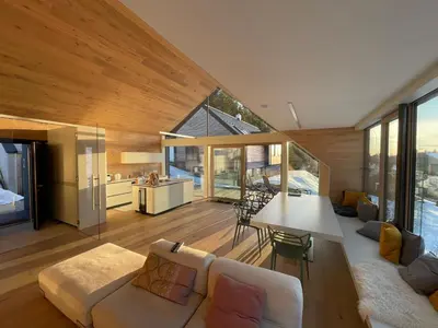 Ein Sitzbereich in der Unterkunft Exclusive Alpenlodge ski in ski out Galsterberg
