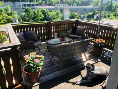 Ein Balkon oder eine Terrasse in der Unterkunft Ferienwohnung Attersee-Mondsee