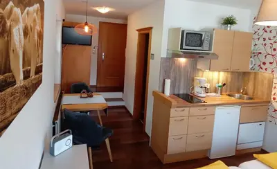 Küche/Küchenzeile in der Unterkunft Appartements Zauchenseeblick Thunhart