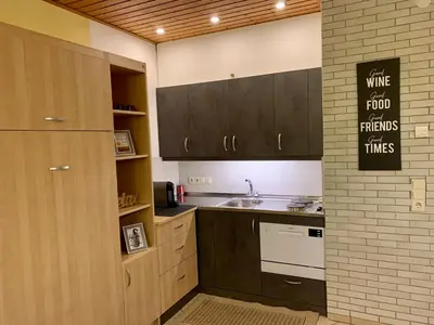 Küche/Küchenzeile in der Unterkunft Ferienwohnung Chrisi im Kulmhof