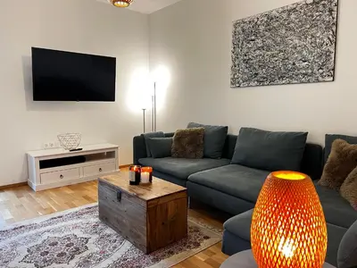 Ein Sitzbereich in der Unterkunft Ferienwohnung im Sonnendorf Öblarn