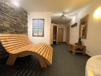 Ein Sitzbereich in der Unterkunft Sonnenalm