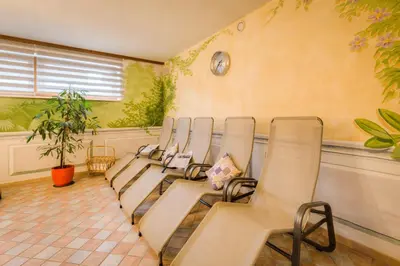 Ein Sitzbereich in der Unterkunft Ferienhotel Gewürzmühle