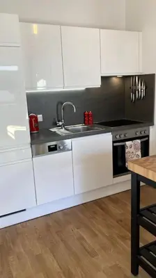 Küche/Küchenzeile in der Unterkunft Apartment Hucklehaus
