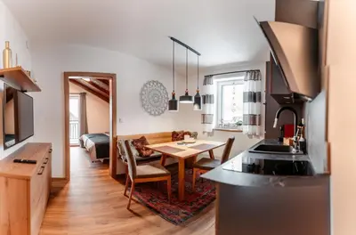 Küche/Küchenzeile in der Unterkunft Bergmoment Apartments