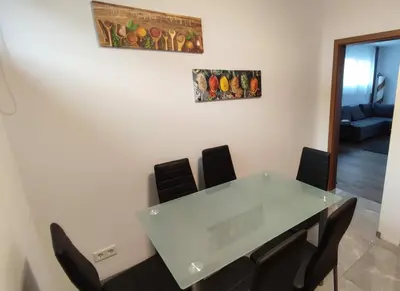 Ein Sitzbereich in der Unterkunft Panorama Apartmenthaus