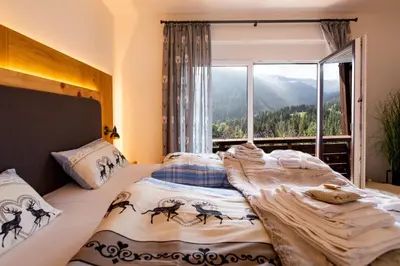 Ein Bett oder Betten in einem Zimmer der Unterkunft Bergblick Ruhe und Aussicht auf 1100m