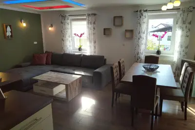 Ein Sitzbereich in der Unterkunft Haus am Soleweg