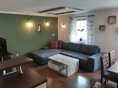 Ein Sitzbereich in der Unterkunft Haus am Soleweg