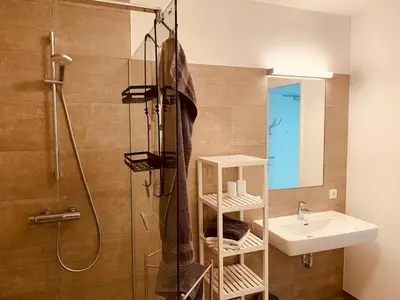 Ein Badezimmer in der Unterkunft Ferienwohnung Mühlwang
