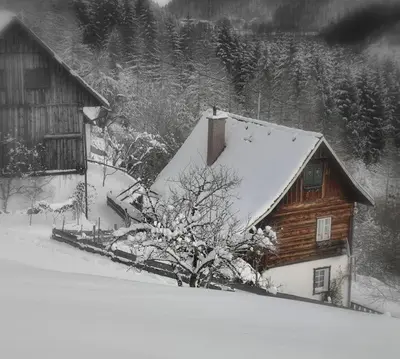 Romantische Ferienhütte Nationalpark Kalkalpen, sonnig, 2 Schlafzimmer, Wlan im Winter