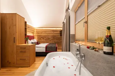 Ein Bett oder Betten in einem Zimmer der Unterkunft Ferienlodge Edelstein