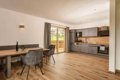 Küche/Küchenzeile in der Unterkunft Appartements Die Ramsauerin
