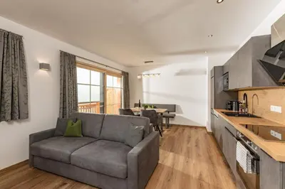 Küche/Küchenzeile in der Unterkunft Appartements Die Ramsauerin