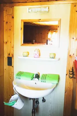 Ein Badezimmer in der Unterkunft Krummholzhütte