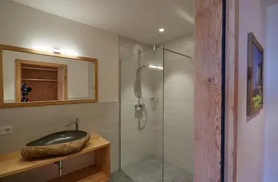 Ein Badezimmer in der Unterkunft Krummholzhütte