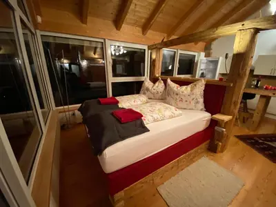 Ein Bett oder Betten in einem Zimmer der Unterkunft Atelier mit Bergblick