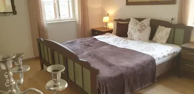 Ein Bett oder Betten in einem Zimmer der Unterkunft Haus Traundorf