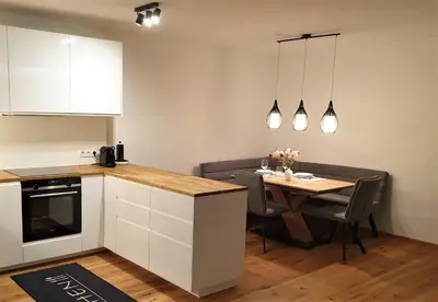 Küche/Küchenzeile in der Unterkunft Appartement Heimatliebe
