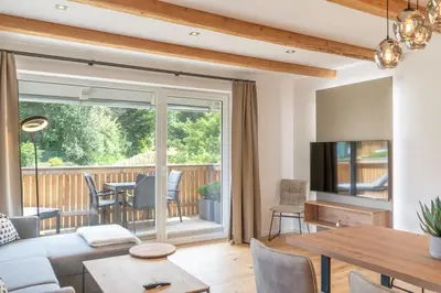 Ein Sitzbereich in der Unterkunft Apartment Eden Großbichl