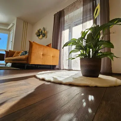 Ein Sitzbereich in der Unterkunft Ferienwohnung Blick ins Grüne
