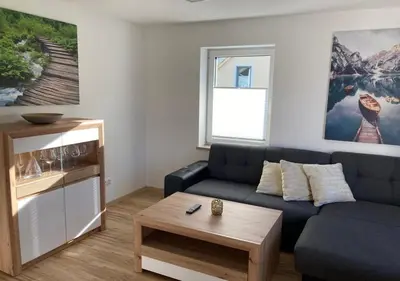 Ein Sitzbereich in der Unterkunft Appartement Baier