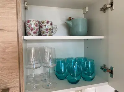 Küche/Küchenzeile in der Unterkunft Schöne Ferienwohnung mit Wolfgangseeblick