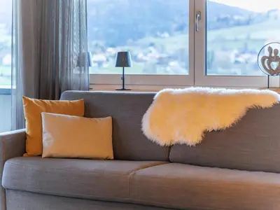 Ein Sitzbereich in der Unterkunft Grebenzen Lodge Hirsch