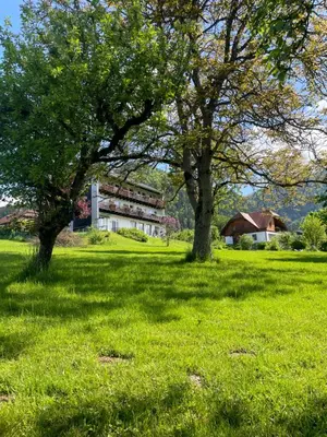 Ein Garten an der Unterkunft Berghaus Gesäuse Pension